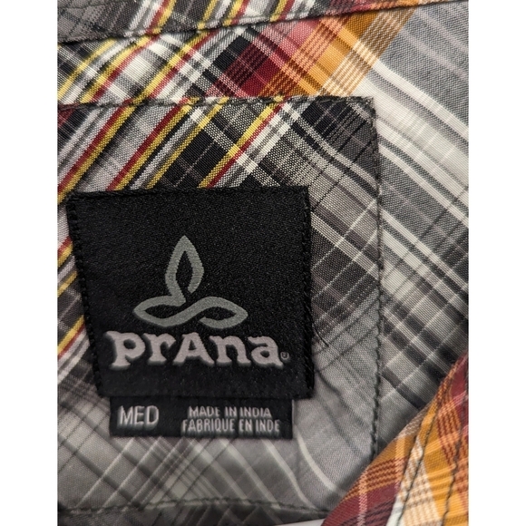 Prana Plaid Short Sleeve Organic Cotton Button Down Shirt Size Medium - Picture 3 of 6